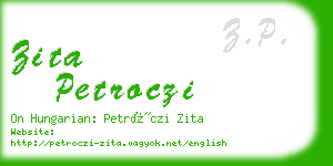 zita petroczi business card